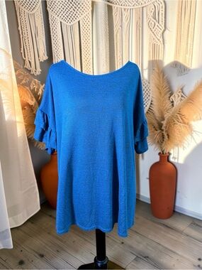 Bobbie Brooks Royal Blue Ruffle Sleeve Short Sleeve Top